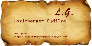 Lozinberger Györe névjegykártya